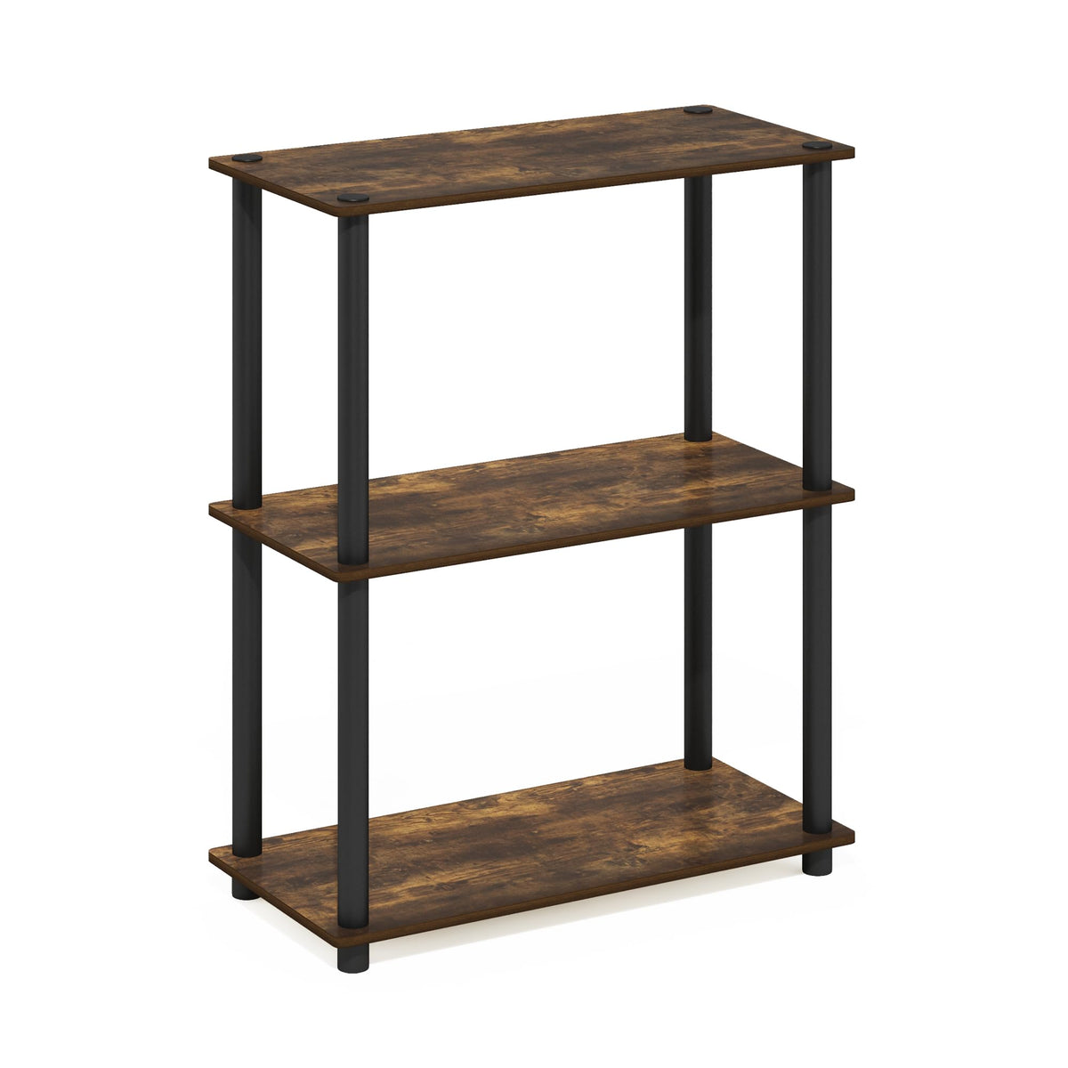 Furinno Turn-N-Tube 3-Tier Compact Multipurpose Shelf Display Rack, Amber Pine/Black