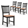 Giantex Wooden Dining Chairs Set Of 4, Farmhouse Kitchen Chair With Rubber Wood Legs, Easy To Assemble Armless Dining Side Chairs, Dining Room Chairs, Black