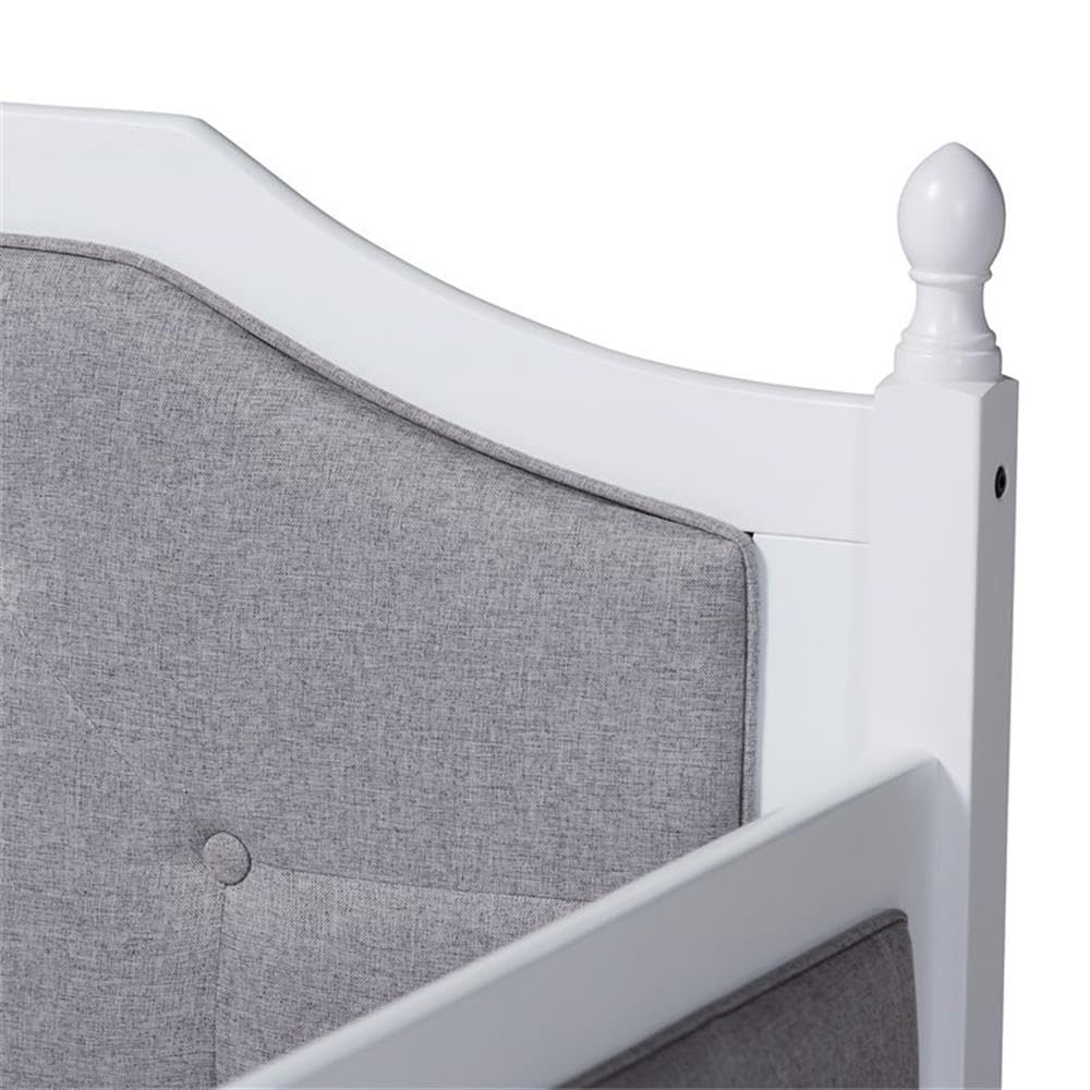 Baxton Studio Mara Classic and Traditional Grey Fabric Upholstered White Finished Wood Twin Size Daybed with Trundle