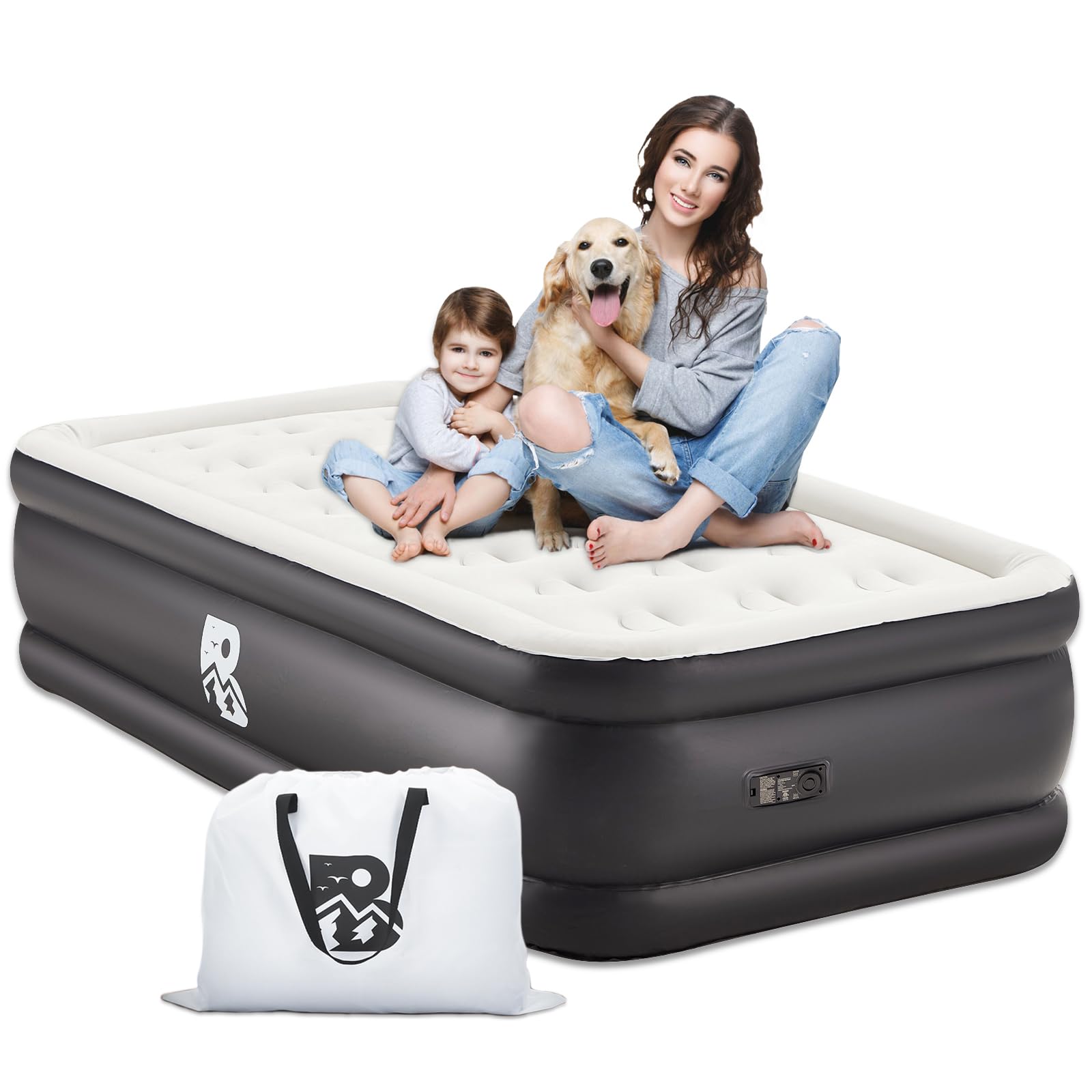 Twin Size Air Mattress with Built-in Pump 18 Raised - 2-Min Set Up, No Odd Smell, 600 lb Support, Foldable Air Bed with Storage 