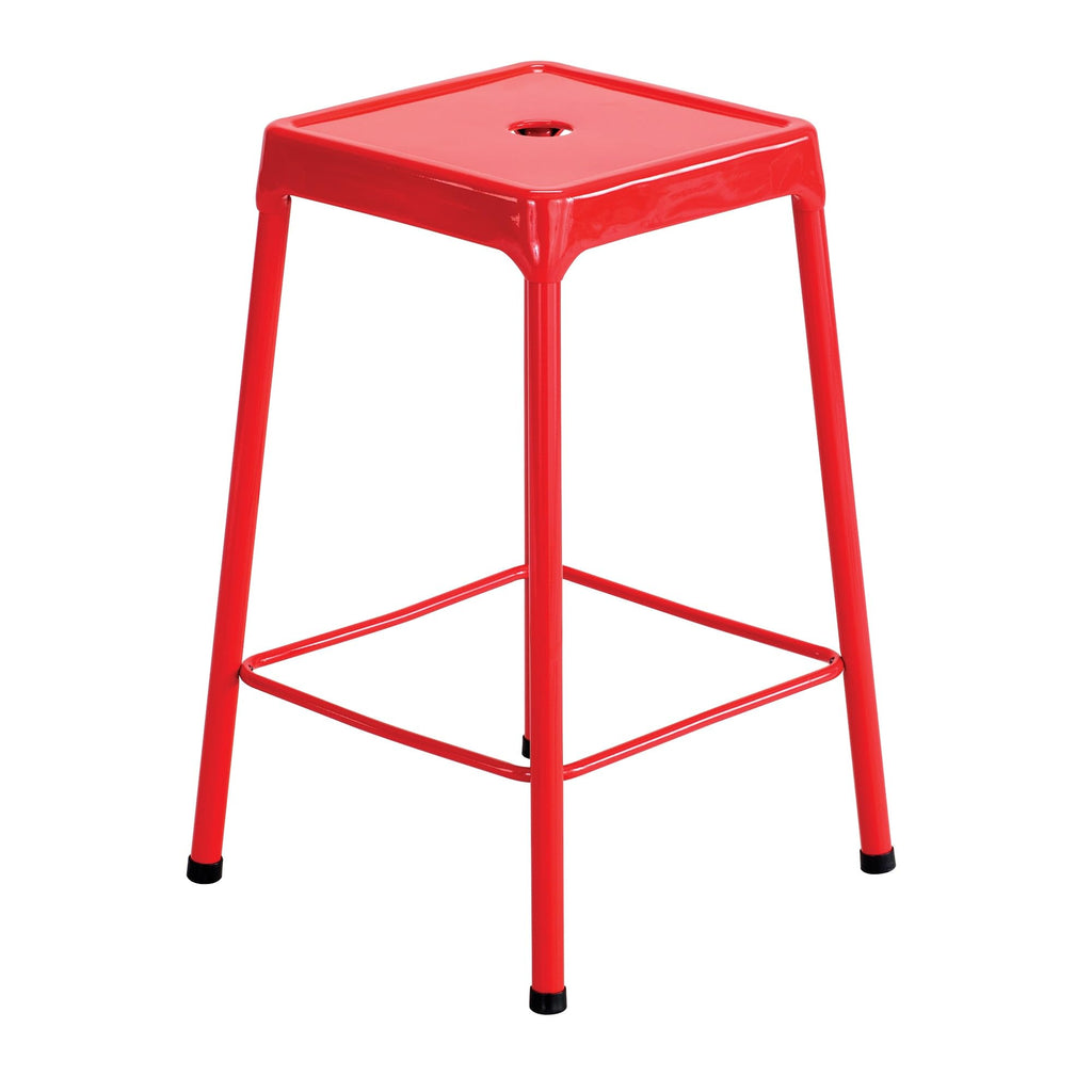 Safco Stool, 25", Brighten Up Your Space With Bright Colors And Modern Styling, 4 Rubber Feet For Non Slip And Won'T Damage Floors, Red