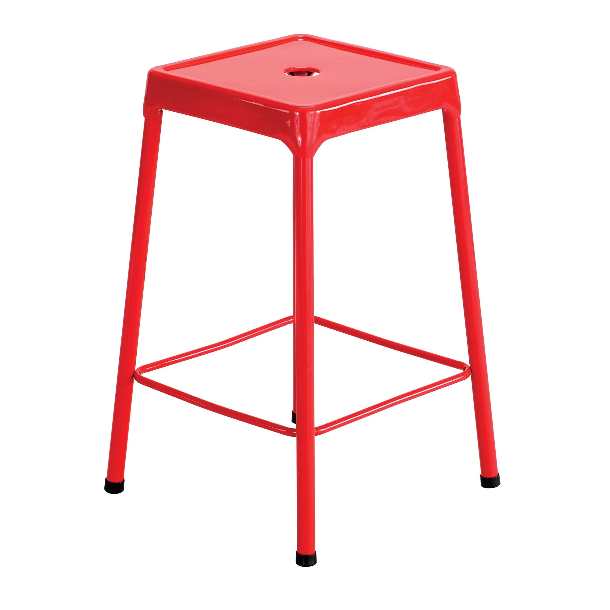 Safco Stool, 25", Brighten Up Your Space With Bright Colors And Modern Styling, 4 Rubber Feet For Non Slip And Won'T Damage Floors, Red