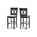 Baxton Studio Carson Modern and Contemporary Grey Fabric Upholstered and Espresso Brown Finished Wood 2-Piece Bar Stool Set