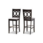 Baxton Studio Carson Modern and Contemporary Grey Fabric Upholstered and Espresso Brown Finished Wood 2-Piece Bar Stool Set