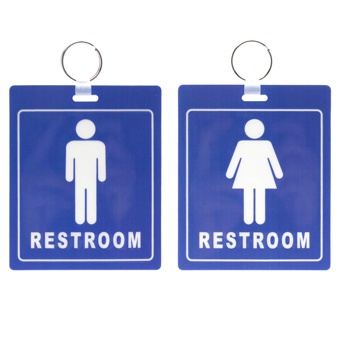 2 Pack - Restroom Pass Keychains (1 Men / 1 Women) Flexible/Heavy Duty Bathroom Tag With Key Chain Ring - Large Passes For Men'S