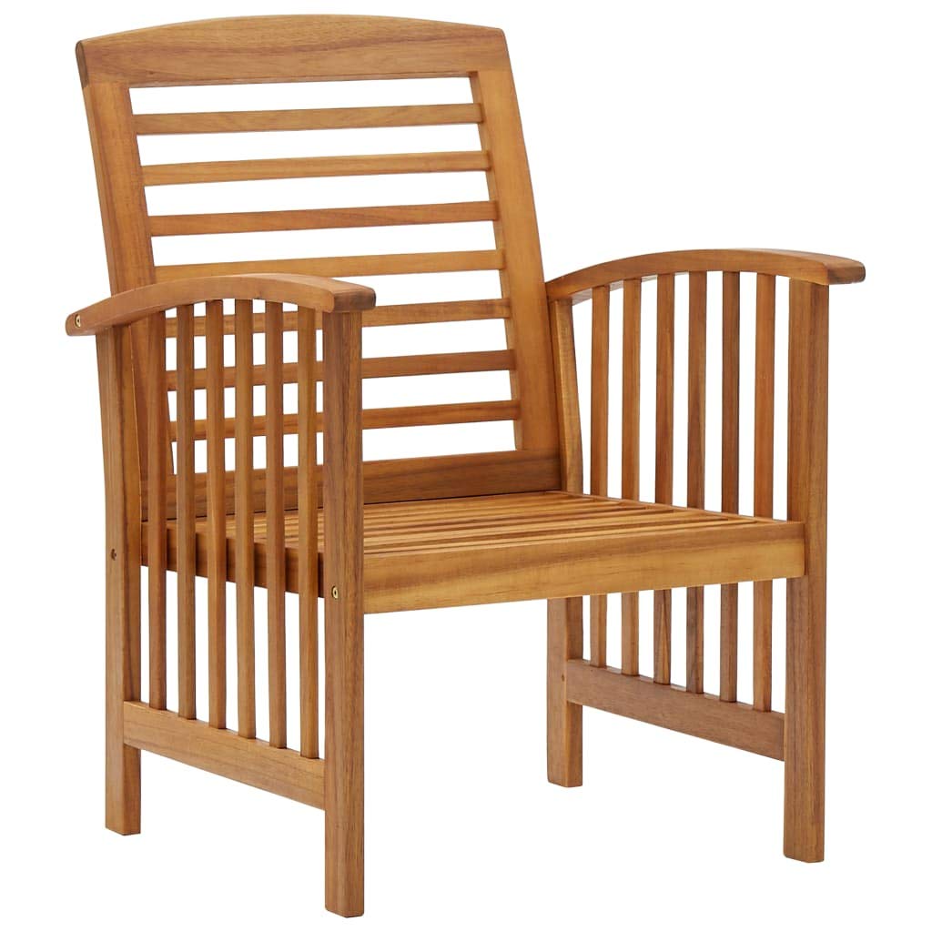 vidaXL Solid Acacia Wooden Garden Chairs - Set of 2, Comfortable Outdoor Seating with Durable Material, Ideal for Patio and Garden