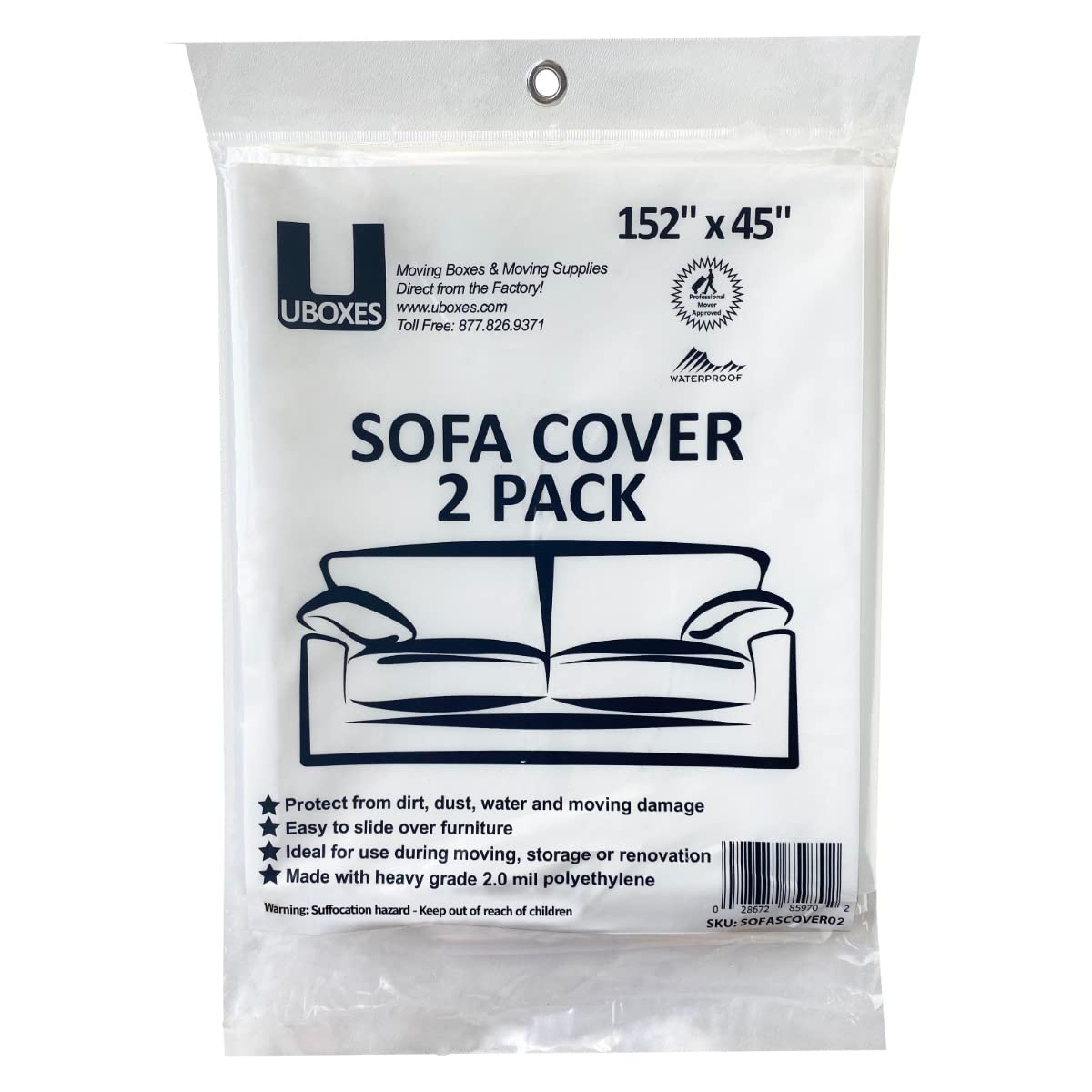 Sofa Moving Covers (2 Pack) - 45'' X 152'' - Moving & Storage Bags - Uboxes