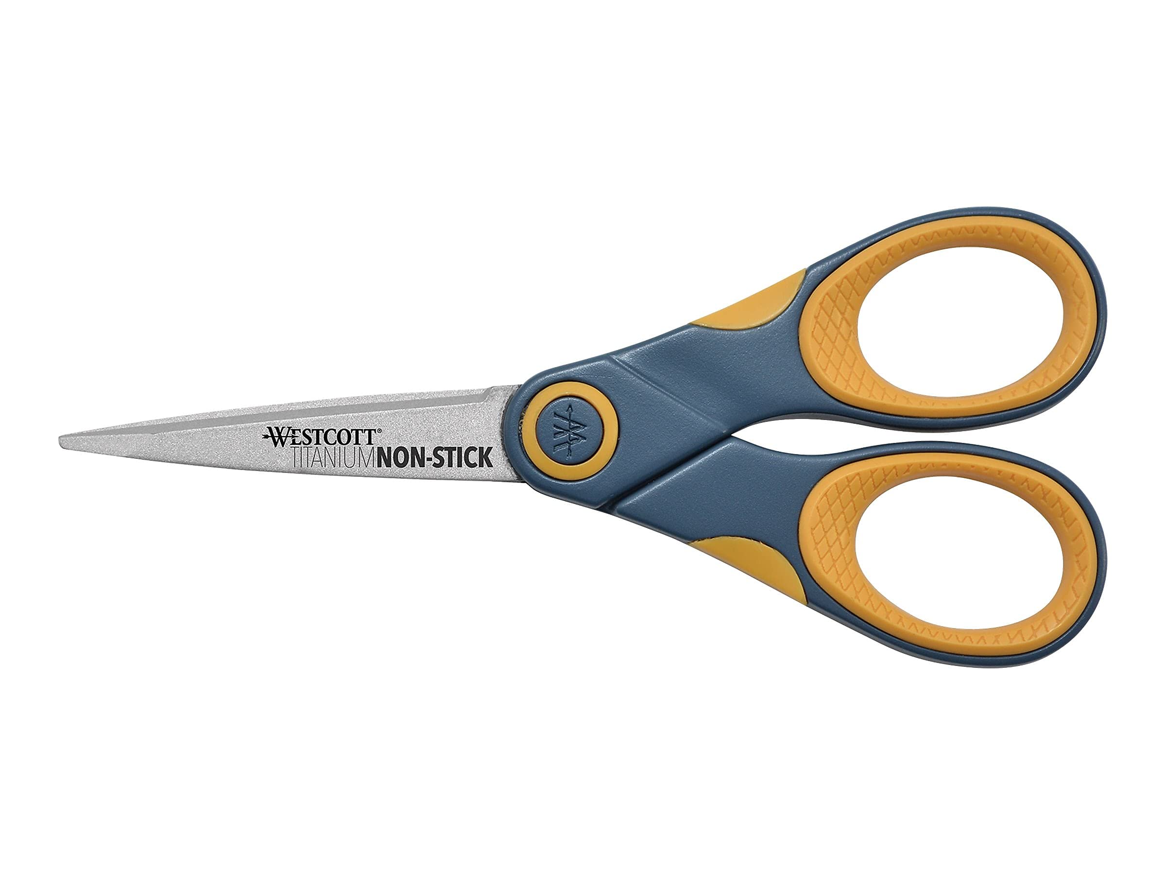 Westcott 14881 5-Inch Non-Stick Titanium Scissors For Office And Home, Yellow/Gray