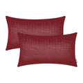 BRAWARM Faux Leather Pillow Covers 12 X 20 Inches, Deep Red Leather Pillow Covers Pack of 2, Crocodile Leather Decorative Lumbar