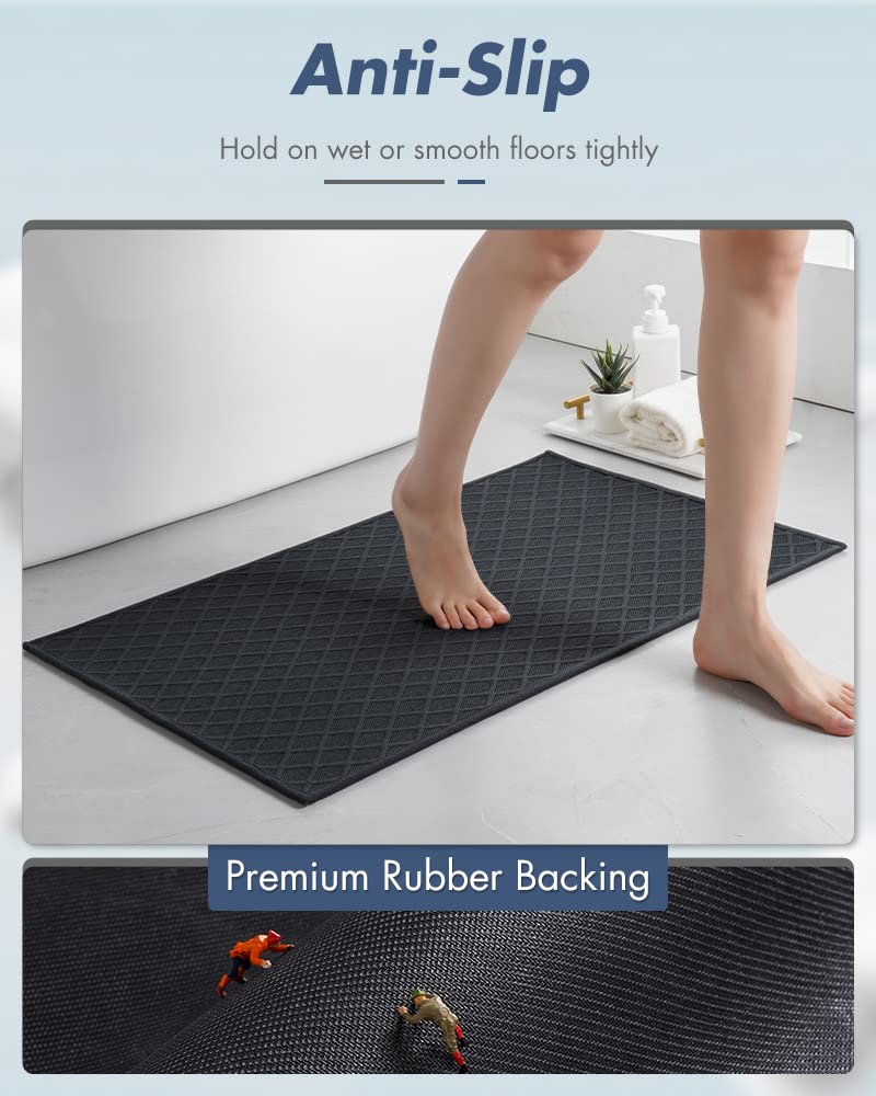 Amoami Ultra Thin Bathroom Rugs, Rubber Backed Bath Mats For Bathroom Non Slip, Absorbent Bathroom Mat For Floor, Shower, Sink (