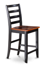 East West Furniture TRFA3-BLK-W 3 Piece Counter Height Dining Set for Small Spaces Contains a Round Dining Room Table and 2 Wooden Seat Chairs, 42x42 Inch, Black & Cherry