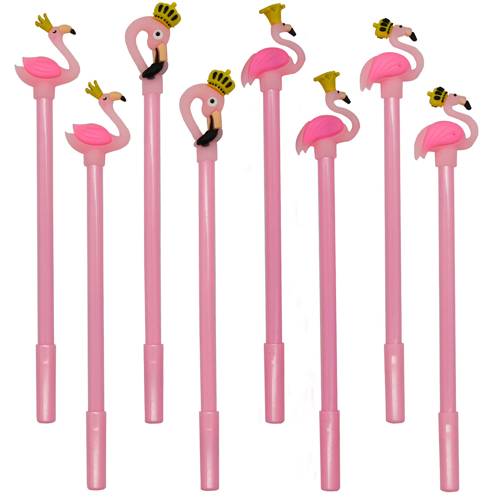 Maydahui 12Pcs Flamingo Gel Pen Cute Cartoon Animal Pens Pretty Crown Design Black Ink For Party Favors Office School Student Su