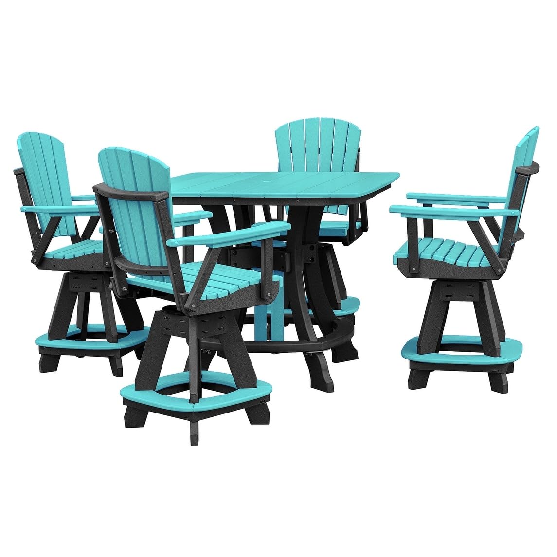 American Furniture Classics Five Piece Square Counter Height Dining Set, Aruba Blue/Black