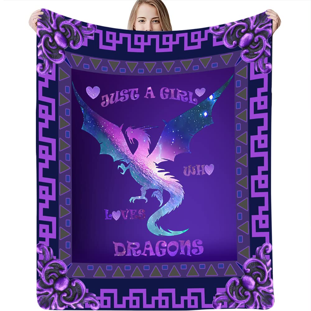 Purple Dragon Throw Blanket Warm Ultra-Soft Flannel Blanket For Bed Couch Living Room Travel Outdoor Blankets For Kids Children