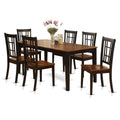 East West Furniture NICO7-BLK-W 7 Piece Kitchen Set Consist of a Rectangle Table with Butterfly Leaf and 6 Dining Chairs, 36x66 Inch