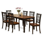 East West Furniture NICO7-BLK-W 7 Piece Kitchen Set Consist of a Rectangle Table with Butterfly Leaf and 6 Dining Chairs, 36x66 Inch