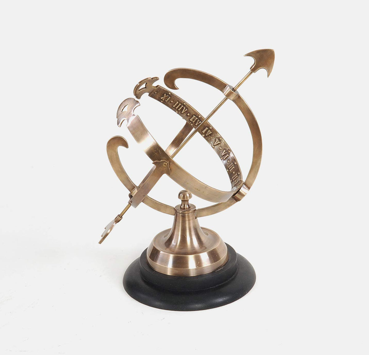 HomeRoots Decor 8-inch x 10-inch x 14.25-inch Brass Armillary On Wooden Base