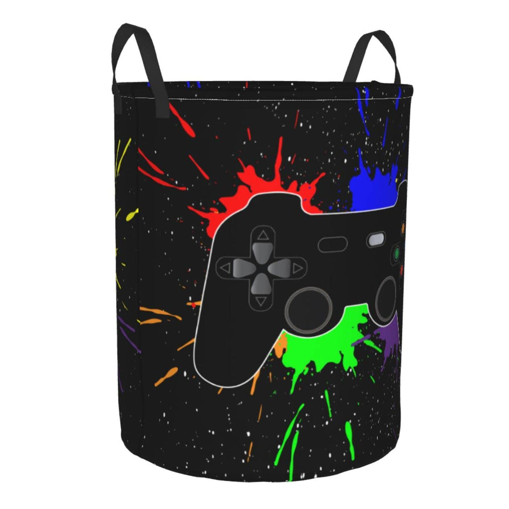 Gbuzozie Game Joystick Round Laundry Hamper Gaming Storage Basket Toys Clothes Organizer Bin For Home Bathroom Bedroom Dorm Nurs