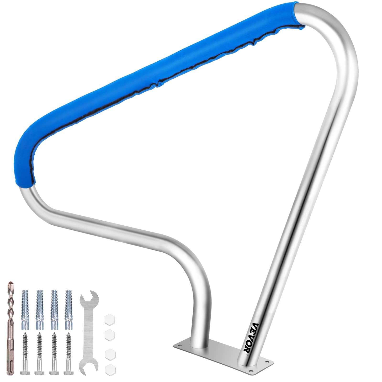 Vevor Pool Rail 48X36 Pool Railing 304 Stainless Steel 250Lbs Load Capacity Silver Rustproof Pool Handrail Humanized Swimming Po