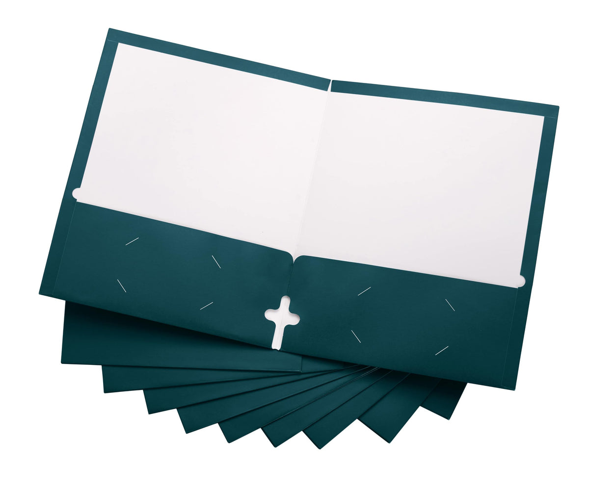 10 Pack Two Pocket Folders, Teal, Strong Thick Paper Folders, For Letter Size, By Activityya