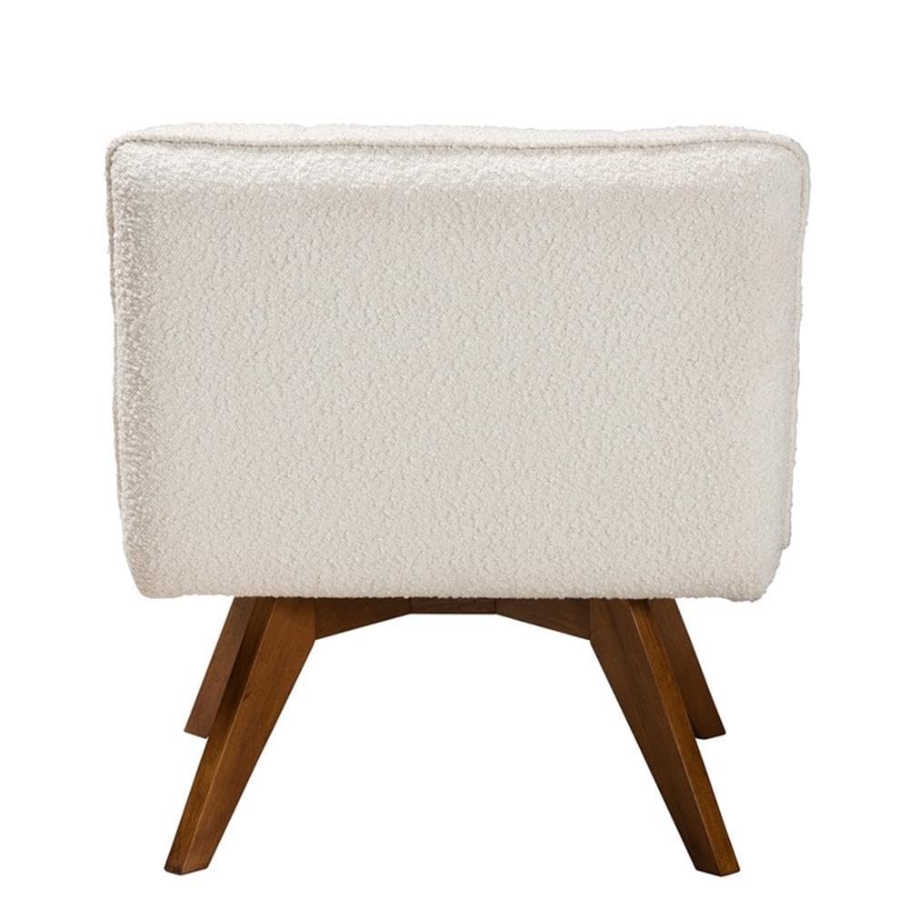 Baxton Studio Darielle Japandi Cream Boucle Fabric and Walnut Brown Finished Rubberwood Accent Chair