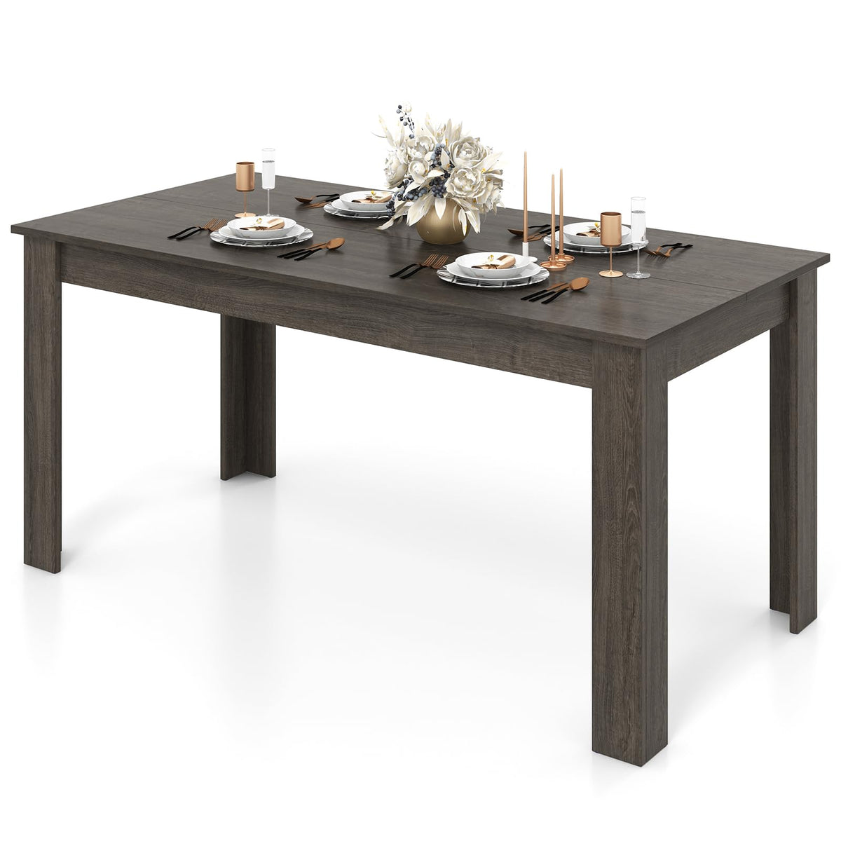 Giantex Dining Table, Kitchen Table, 63' L X 31.5' W X 30' H Large Table, Farmhouse Center Table For Living Room, Home Office, 330Lbs Capacity, Dinette Table, Dinner Table, Dining Room Table (Grey)