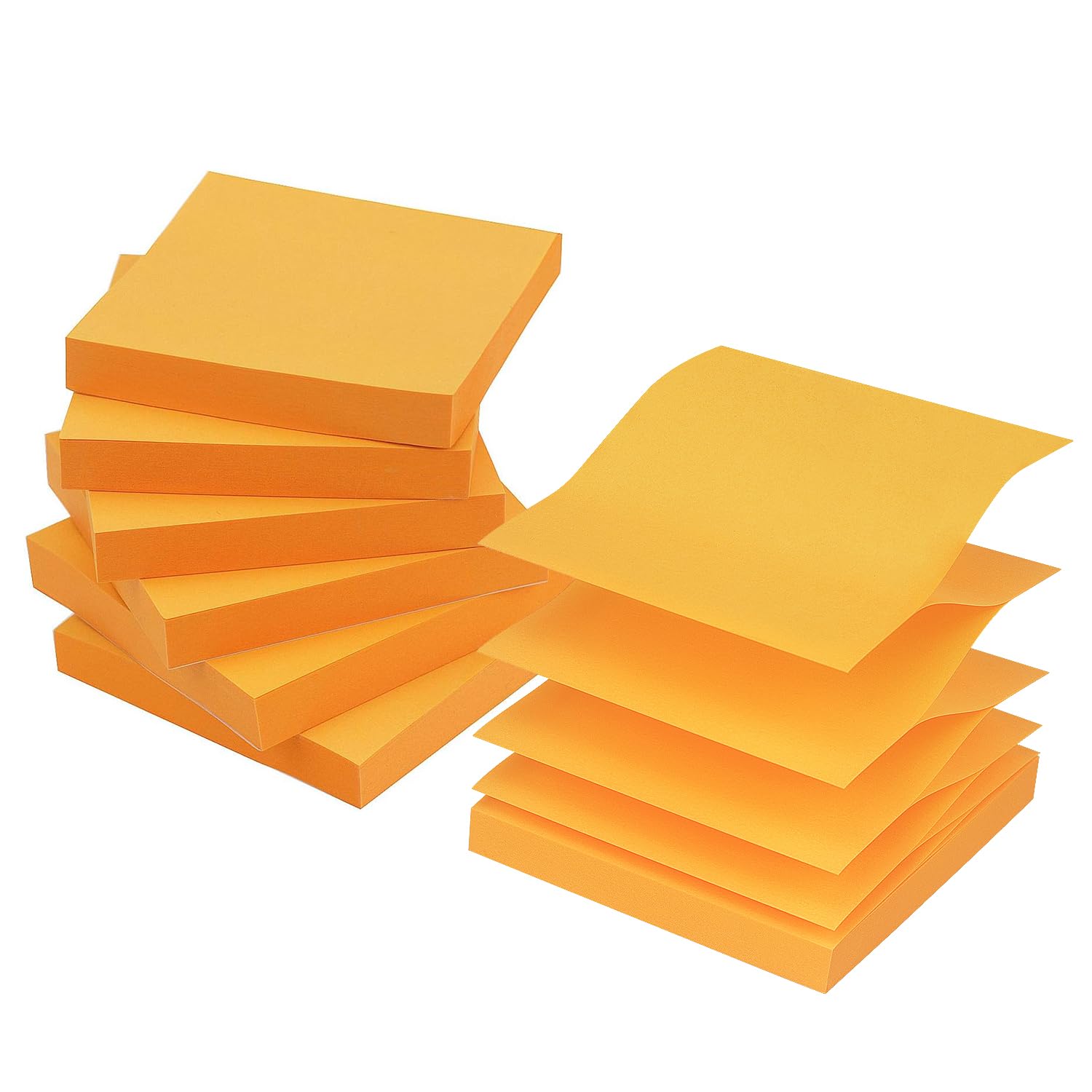Early Buy Pop Up Sticky Notes 3X3 Refills Self-Stick Notes 6 Pads, Solid Color, 100 Sheets/Pad (Orange)