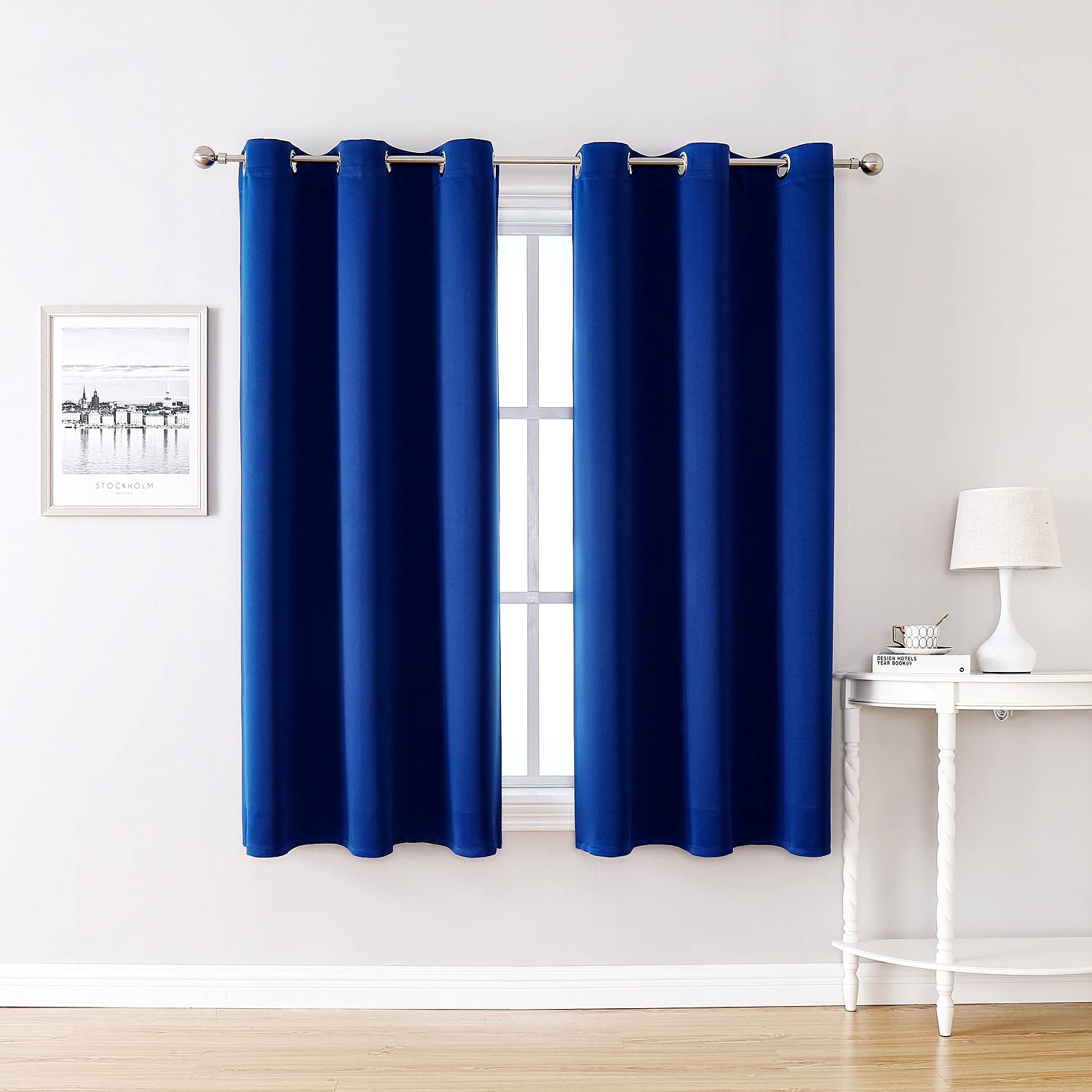 ChrisDowa Grommet Blackout Curtains for Bedroom and Living Room - 2 Panels Set Thermal Insulated Room Darkening Curtains (Royal 