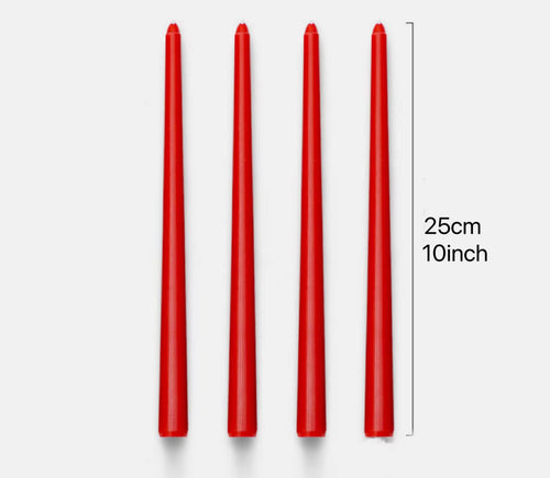 10 Inch Red Taper Candles-Set Of 4 Tapered Candle, Tall Candlesticks,Home Dinner Candle, Party, Wedding, Halloween, Christmas Ca