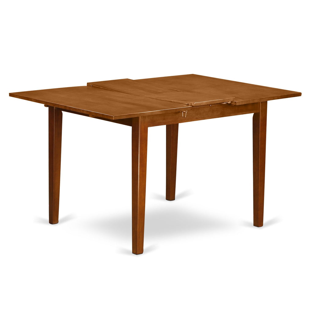 East West Furniture MLPL5-SBR-W 5 Piece Dining Room Furniture Set Includes a Rectangle Kitchen Table with Butterfly Leaf and 4 Dining Chairs, 36x54 Inch, Saddle Brown