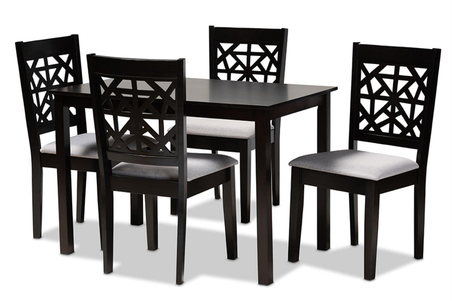 Baxton Studio Jackson Modern and Contemporary Grey Fabric Upholstered and Espresso Brown Finished Wood 5-Piece Dining Set