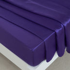 Golal Satin Sheets King Size - 4 Pieces Luxury Silky Soft Bed Sheets, Wrinkle-Free Dark Purple Satin Silk Sheet Set With 1 Deep Pocket Fitted Sheet, 1 Flat Sheet, 2 Pillow Cases