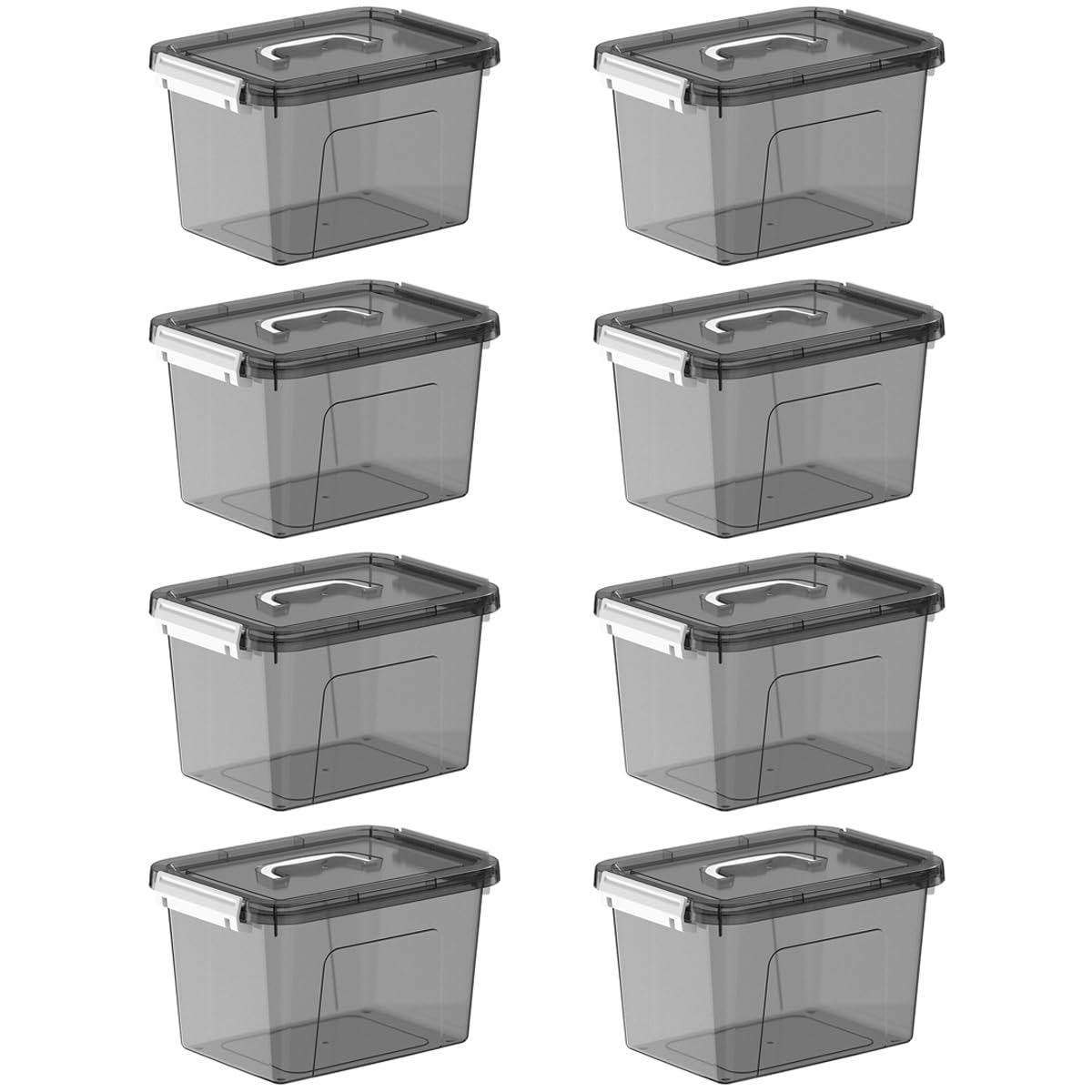 YYXB Clear Black Storage Bins with Lids 8 Pack, 5 Quart Stackable Plastic Storage Containers with Latching Lid, Transparent Clos