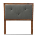 Baxton Studio Abner Modern and Contemporary Transitional Dark Grey Fabric Upholstered and Walnut Brown Finished Wood Twin Size Headboard