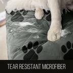 Sofa Shield Patented Couch Cover, Large Furniture Protector With Straps, Reversible Tear And Stain Resistant Slipcovers, Quilted Microfiber 62” Seat, Washable Covers For Dogs, Kids, Paw Gray Black