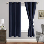 Jiuzhen Navy Blackout Curtains For Bedroom - Light Blocking And Noise Reducing Grommet Curtains For Living Room Darkening Curtains, Set Of 2 Window Curtain Panels, 38 X 63 Inch Length