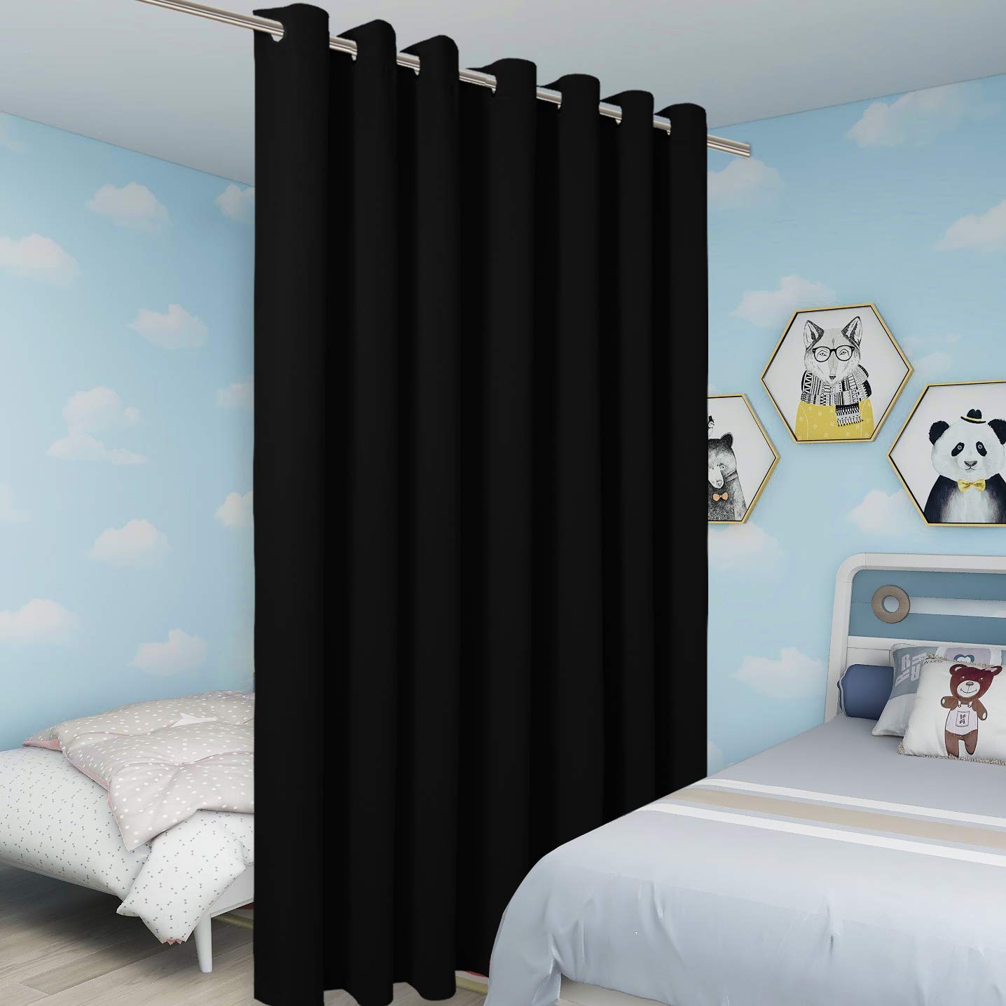 Bonzer Extra Wide Room Divider Curtain Total Privacy Wall Noise Reducing Blackout Curtains For Patio Sliding Glass Door, 108L X