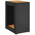 vidaXL Patio Side Table - Poly Rattan & Acacia Wood - Black/Brown - 23.6"x15.7"x29.5" - Garden, Backyard, Patio Furniture