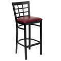 Flash Furniture Hercules Series Black Window Back Metal Restaurant Barstool - Burgundy Vinyl Seat