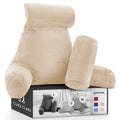 Clara Clark Reading Pillow, Back Rest Pillow For Sitting In Bed With Arms For Kids & Adults - Premium Shredded Memory Foam Tv Si
