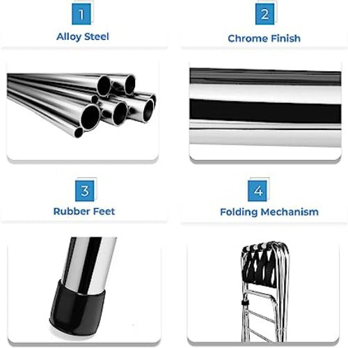 High-Back Luggage Rack, Lightweight Fold-Flat Design, Compact Chrome Finish