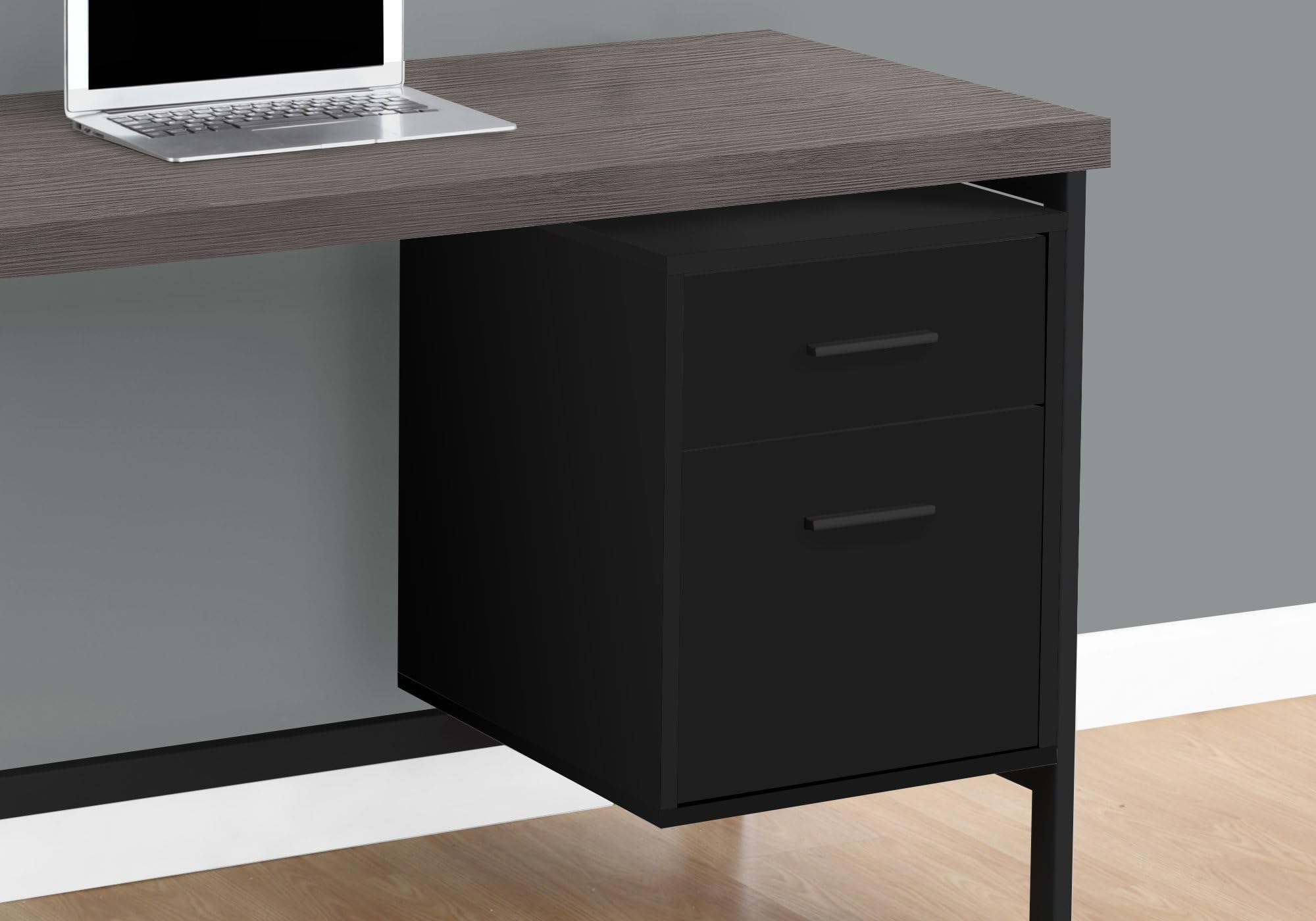 Monarch Specialties Contemporary Laptop Table With Drawer And File Cabinet Home & Office Computer Desk-Metal Legs, 48&quot; L, Black-Grey Top