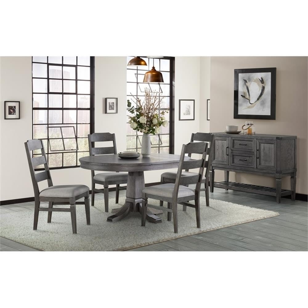 Intercon Foundry 54" Wide Server with 2 Cabinets, 2 Drawers, and Shelf, Brushed Pewter Sideboards