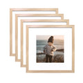 KINLINK 12x12 Picture Frames, Square Natural Wood Frames with Acrylic Plexiglass for Pictures 8x8 With Mat, Wall Mounting Displa