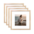 KINLINK 12x12 Picture Frames, Square Natural Wood Frames with Acrylic Plexiglass for Pictures 8x8 With Mat, Wall Mounting Displa