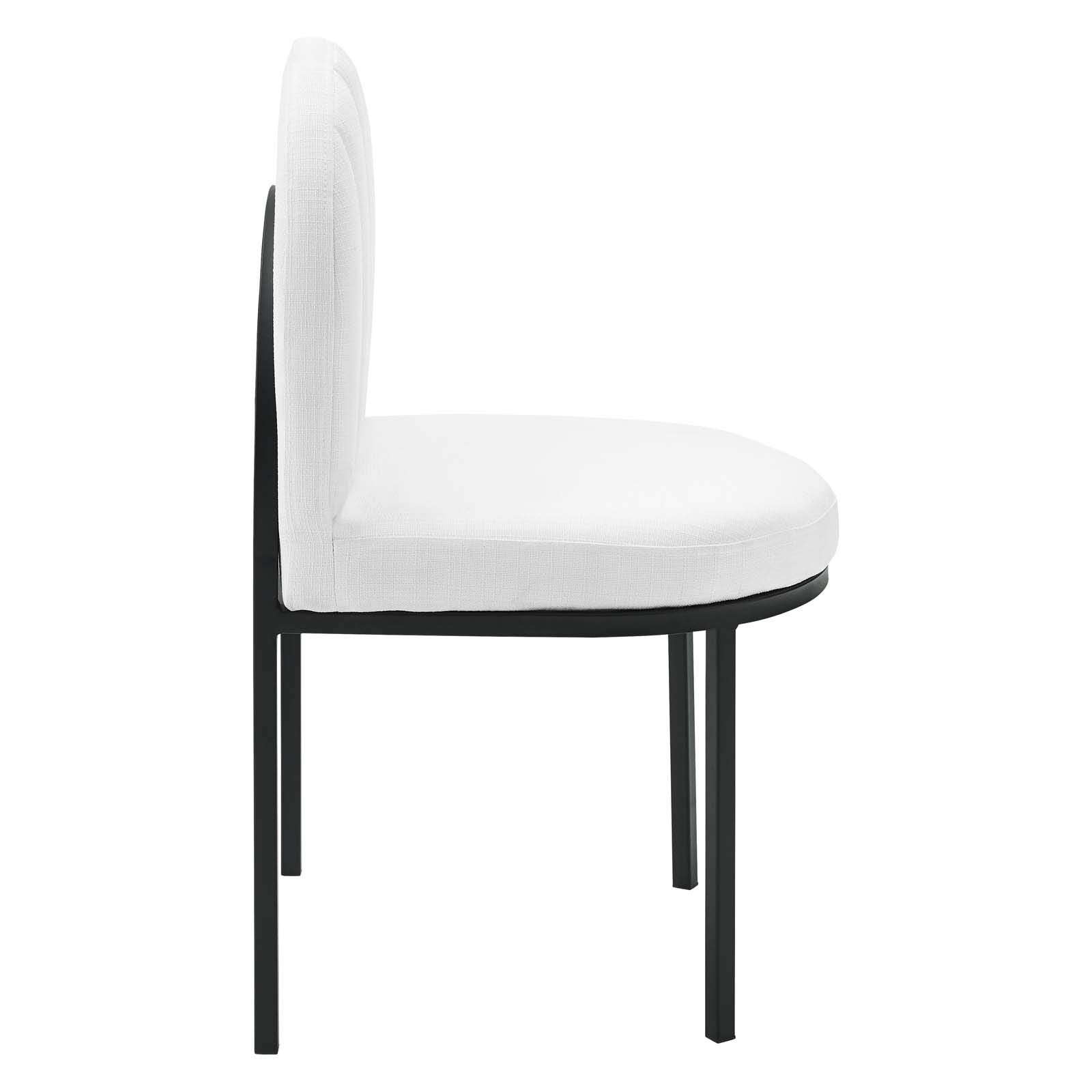 Modway Isla Channel Tufted Upholstered Fabric Dining Side Chair, Black White