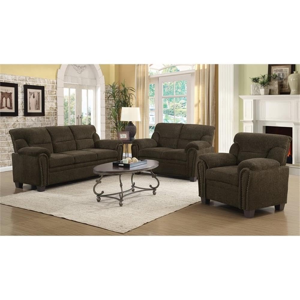 Coaster Clementine 3-Piece Sofa Set, Brown