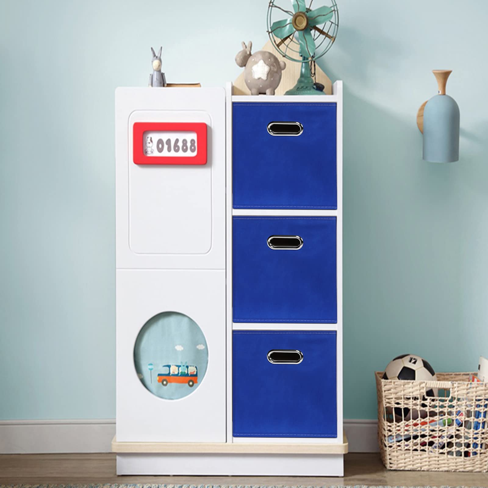 Sevendome Fabric Cloth Storage Bins,Fabric Cube Bins Organizer With Dual Handles Foldable Cube Storage Baskets For Home Bedroom