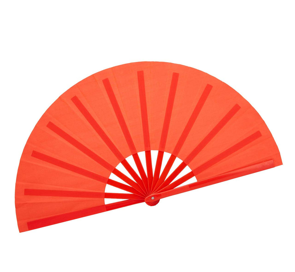 HONSHEN Dance Folding Hand Fan,13inch Red Large Chinese Kung Fu Tai Chi Plastic-Nylon Hand Held Folding Fans for Men/Women(Dance