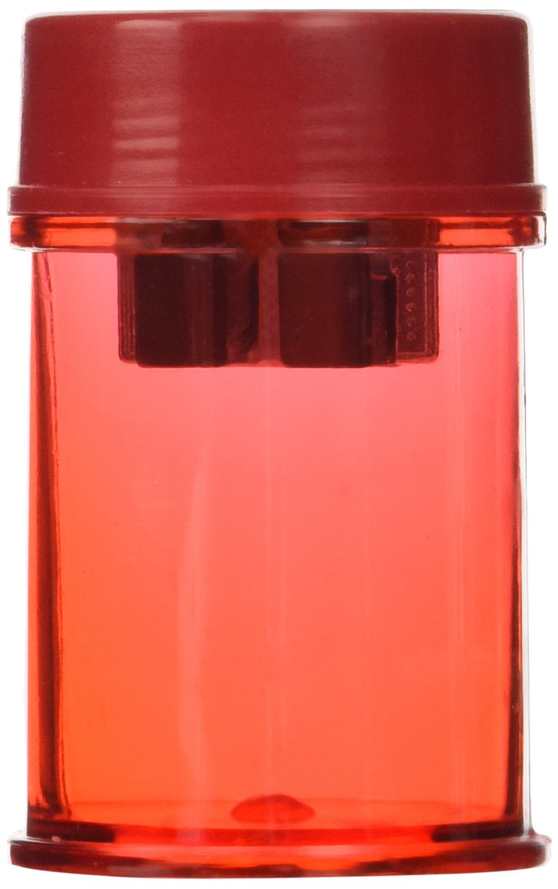 Officemate Crayon Metal Cutter Manual Pencil Sharpener, Translucent Red